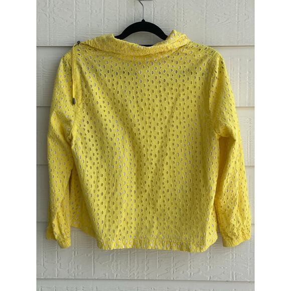 Ruby Rd Yellow Eyelet cropped lightweight jacket shirt 100% Cotton 14 - Picture 2 of 9